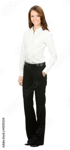 Photo: Happy smiling business woman, over white Happy smiling business woman, over white