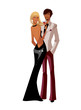 Elegant couple holding wineglass