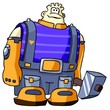 Funny worker with big hammer