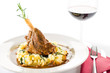 Lamb knee in sauce with mashed potatoes