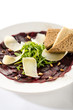 Vegetarian carpaccio with beetroot,nuts and toast