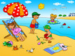 Vacanze d'estate, bambini che giocano in spiaggia.