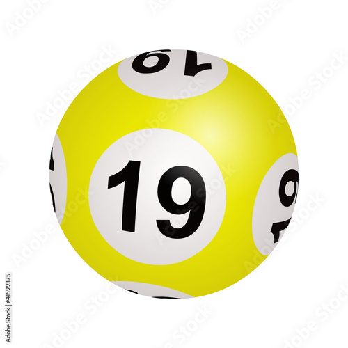 Illustration: Tirage loto, boule numéro 19 Tirage loto, boule numéro 19