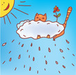 Frame with cat and rain in the sky