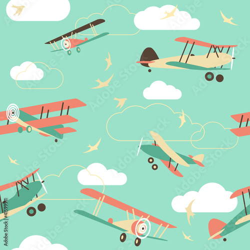 Vector: Seamless Background of Vintage Airplanes Seamless Background of Vintage Airplanes