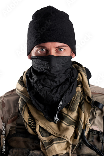 Photo: Portrait of soldier. Close up on eyes. Portrait of soldier. Close up on eyes.