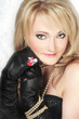 Closeup portrait of young Slavonic stylish girl with blond hair