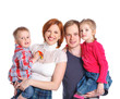Photo: Happy family smiling at the camera Happy family smiling at the camera