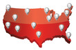 us social media networking map illustration design over white us social media networking map illustration design over white