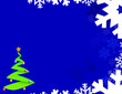 Blue background with snowflakes and christmas tree Blue background with snowflakes and christmas tree