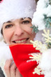 Woman getting in to the Christmas spirit