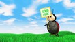 Ladybird with good luck sign