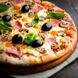 Pizza with Ham and Mushrooms