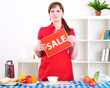 girl holding sale sign girl holding sale sign