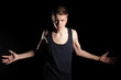 teenager in the black T-shirt