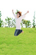 Beautiful young woman on the green. Portrait of asian woman. Beautiful young woman on the green. Portrait of asian woman.