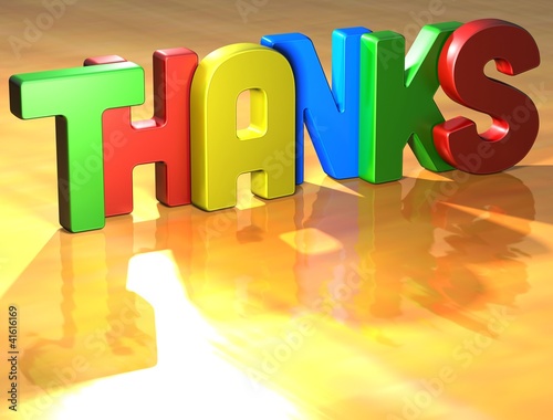 Illustration: Word Thanks on yellow background Word Thanks on yellow background