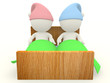 canvas print picture - 3D couple in bed