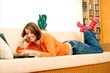 Young Woman with Laptop relaxing