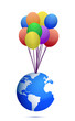planet and colorful balloons illustration design over white planet and colorful balloons illustration design over white