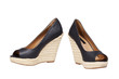 A pair of women's buskin shoes isolated with clipping path A pair of women's buskin shoes isolated with clipping path