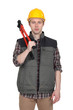 Tradesman holding large clippers Tradesman holding large clippers