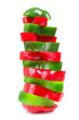 sliced red and green pepper on a white background sliced red and green pepper on a white background
