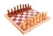 Chess on a chess board isolated over white