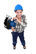 Tradeswoman holding a circular saw