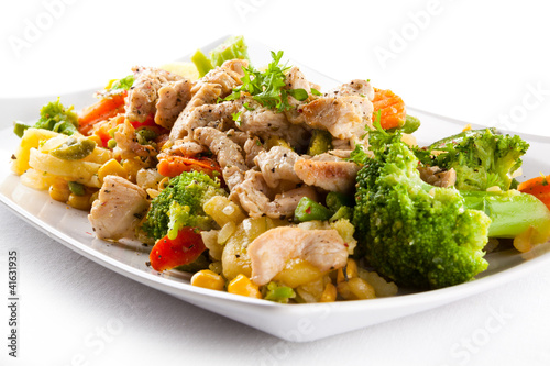 Photo: Fried meat and vegetables Fried meat and vegetables