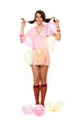 Beautiful sexy brunette girl with balloons