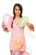 Beautiful sexy brunette woman with balloons