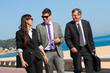 Business team having a walk outdoors.