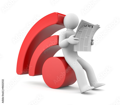 Illustration: Person reading RSS news Person reading RSS news