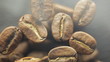 Fragrant fried coffee bean with the smoke Fragrant fried coffee bean with the smoke