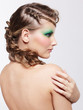 woman with creative hairdo woman with creative hairdo