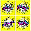 Comic Superhero bashing set comic fighting bubbles of super her