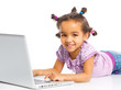 young girl using notebook computer