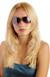 Beautiful blond girl wearing aviator sunglasses
