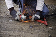 Using power grinder
