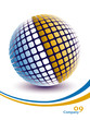Colorful three dimensional digital sphere vector.