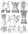 Pld greek set illustration Pld greek set illustration