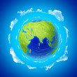 Ilustração: Earth with clouds Eastern hemisphere Europe Asia Eurasia Earth with clouds Eastern hemisphere Europe Asia Eurasia