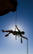 Climber rappelling from the summit.