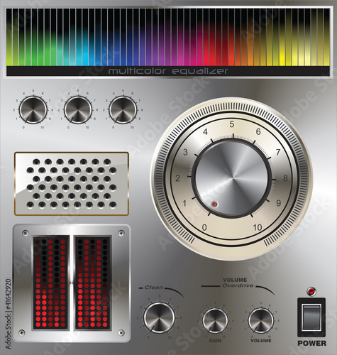 Vector: Vector volume knob with digital colorful equalizer Vector volume knob with digital colorful equalizer