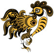 Rooster in decorative style, isolated on white background