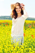 happy girl in field