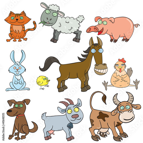 Vector: Farm animals doodle icon set Farm animals doodle icon set