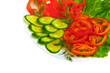 Salad cucumber and tomato salad appetizer with slices of fennel