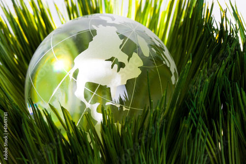 Photo: Globe and green grass Globe and green grass